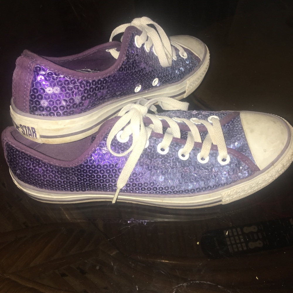 Sequined Converse blue fade to purple sneakers